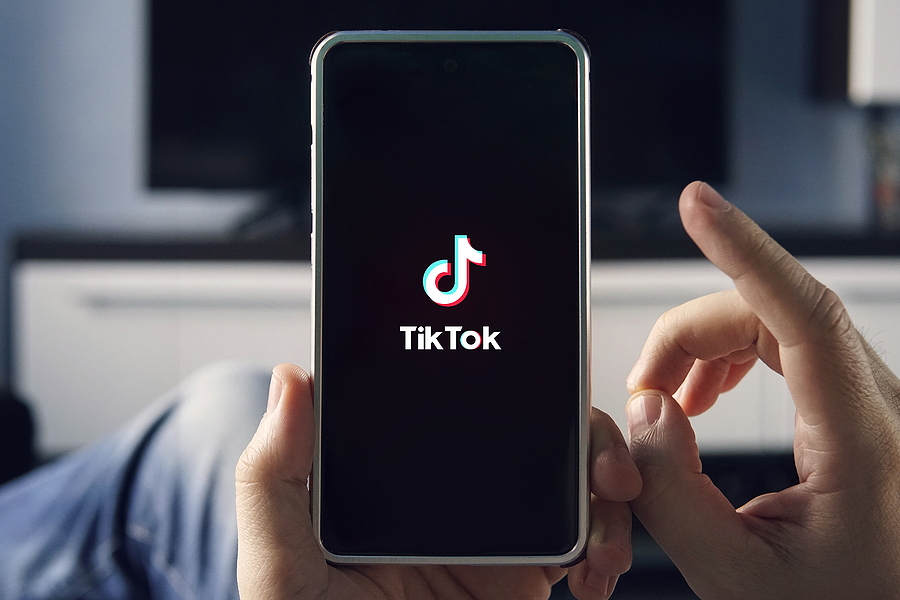 October 20, 2019. Barnaul. Russia. Men Holding Phone With Tiktok