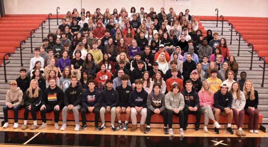 The 23’ seniors sitting for their class portrait. The senior class will say goodbye to Saucon on June 2 of 2023.
