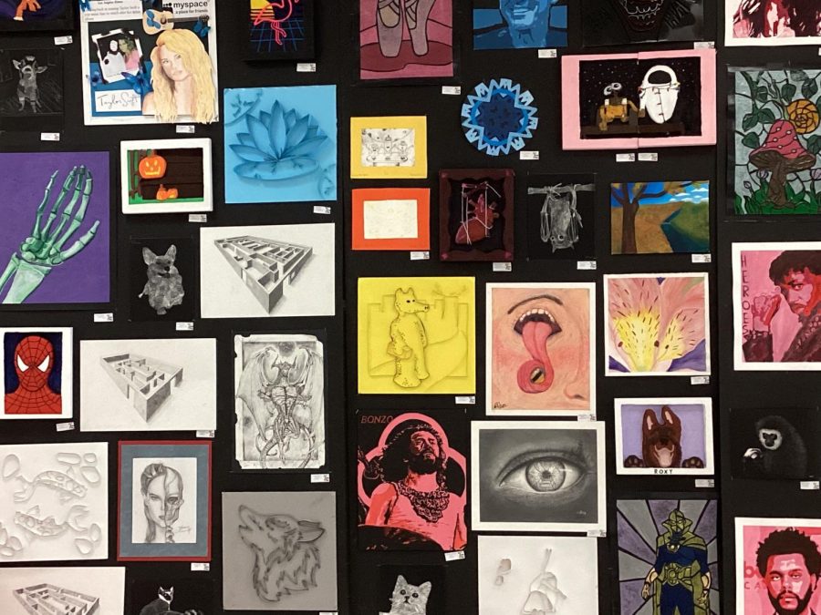 A collection of works in the 2023 art show decorates the halls. 