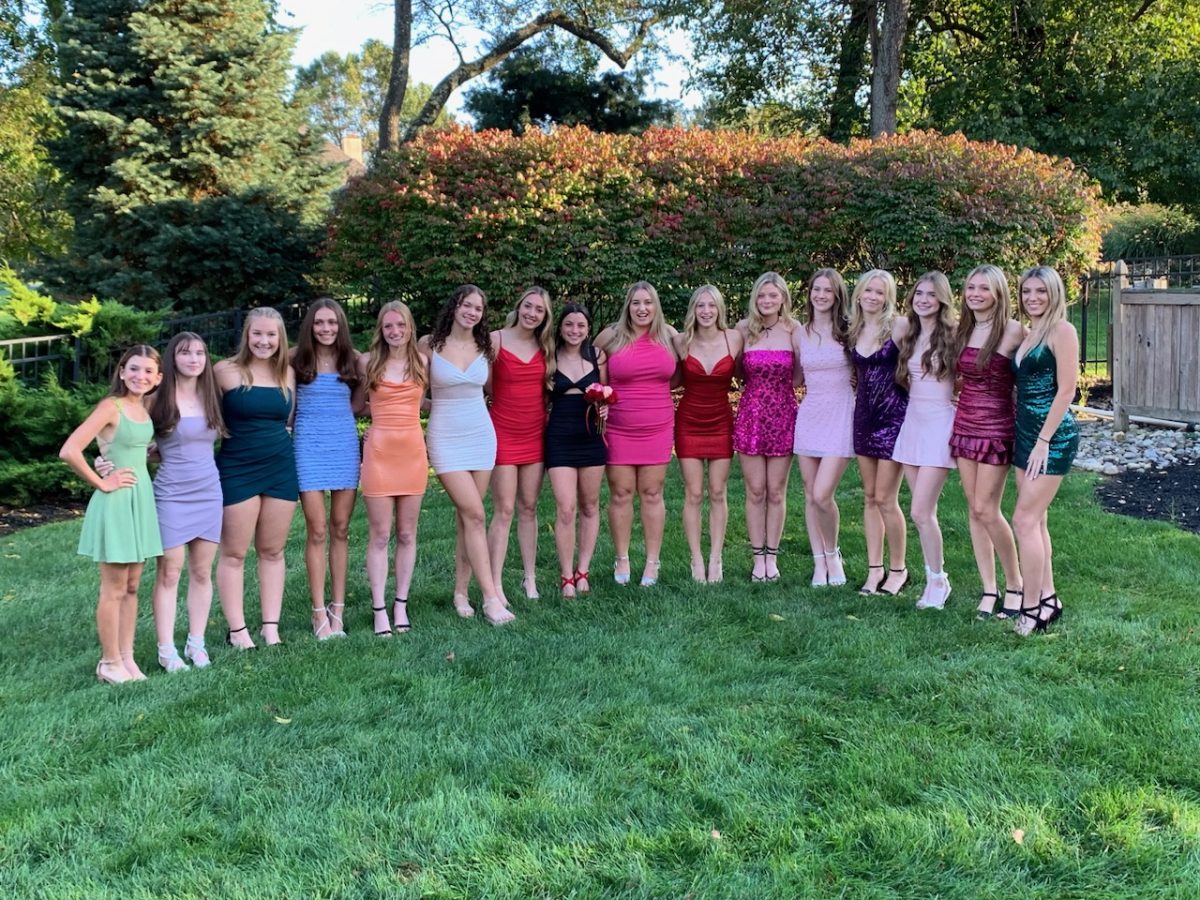 Some+of+the+Saucon+Valley+seniors+took+a+picture+showcasing+all+of+their+beautiful+dresses.++Students+often+take+photos+before+homecoming+to+both+celebrate+and+remember+the+evening.