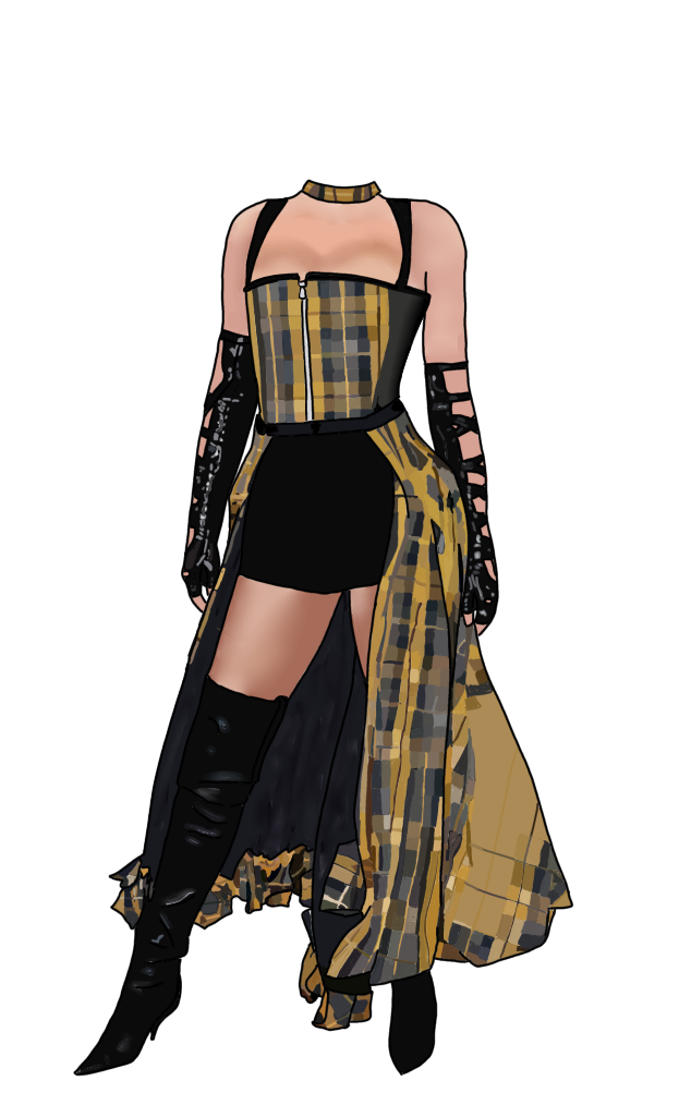 A drawing of Taylor Swift’s 2024 VMAs outfit, drawn by Sophia Kosh.
