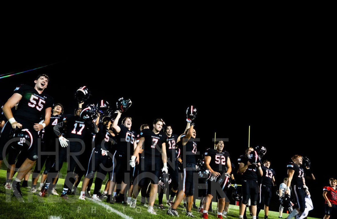 The Panthers’ look to the crowd while the band players play the alma mater. Playing of alma mater after home games is a tradition for many schools nationwide.