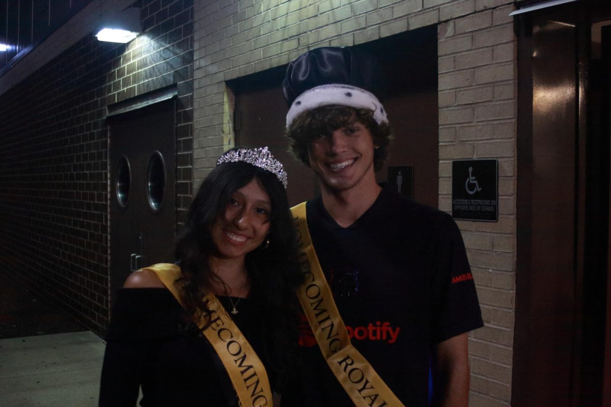 This year’s homecoming King and Queen, Tanner Riefenstahl and Zoe Sauvagnargues pose during halftime. Congrats to both Seniors!