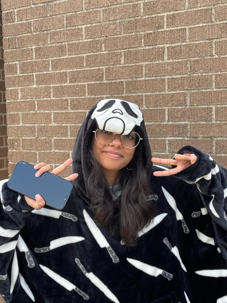 Senior Roshni Sajnani posing in her pj's for spirit week. 