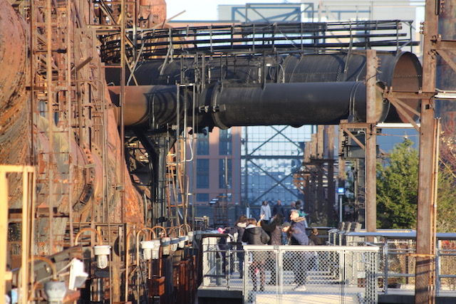 Shot of the SteelStacks alongside its historic walkway.