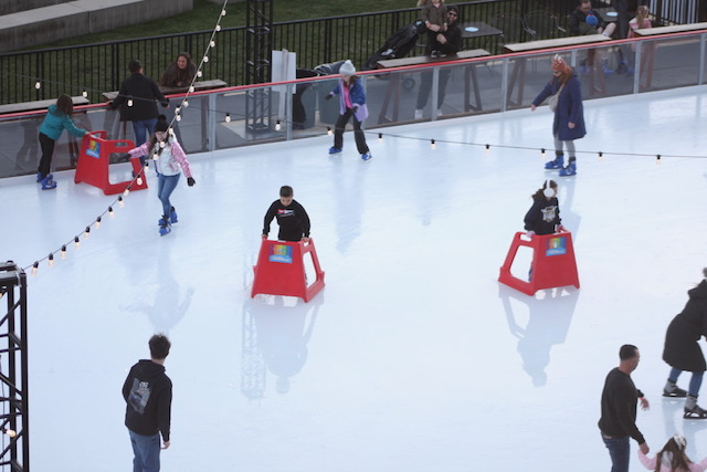 Birds Eye view of the local ice skating rink located at the SteelStacks.