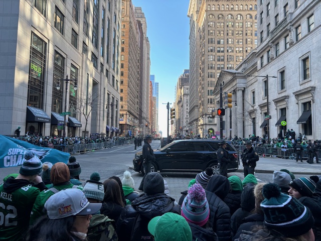 The city was bustling with Eagles fans on this day. The parade brought many people together.