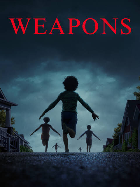 The poster released for 'Weapons' on January 22nd 2023. This shows all of the children in the story running from their homes.
