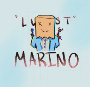 Marino’s symbol is the paper bag with a smiley face on it. His album covers are often drawn in a style commonly associated with anime and 2D animation.